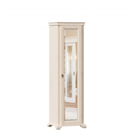 Шкаф одностворчатый со штангой и зеркалом для одежды Амели (Дуб Прованс)