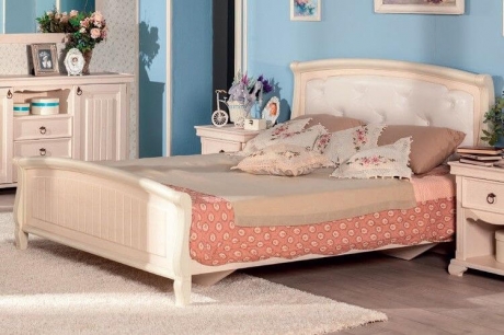 Кровать двуспальная 1800 с мягким изголовьем ППУ Амели